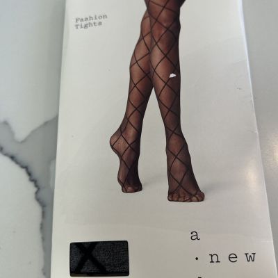 A New Day Women's Plus Size Diamond Shift Tights Black 1X/2X